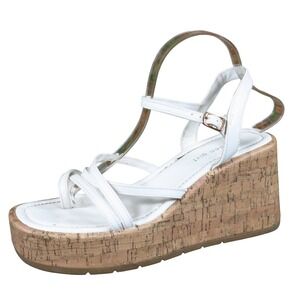 Madden Girl Cliquc Womens Wedge Sandals Size 9.5 Platform Strappy White Cork